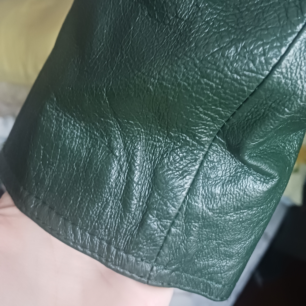 Vintage Dark Green Leather Trench Coat - Picture 2 of 10